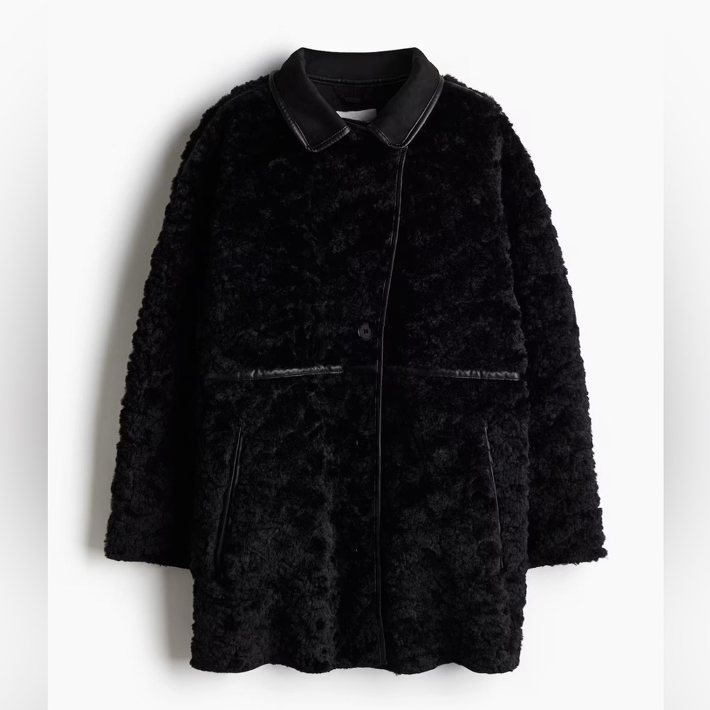 Black Faux Fur Women's Coat